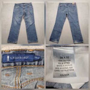 Lanesboro Straight Leg Jeans Mens 38x32 Medium Wash 100% Cotton Denim